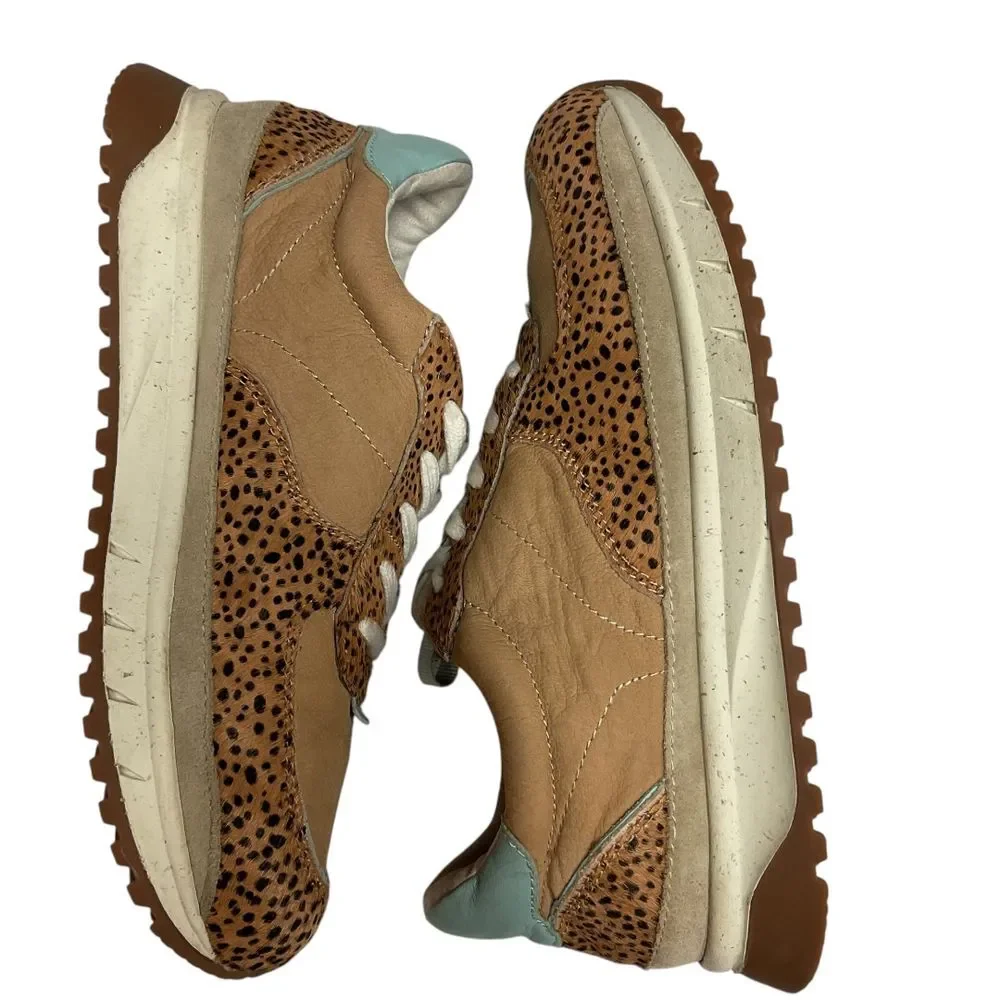 Madewell‎ Kickoff Trainer Sneakers Leopard Calf Hair Nubuck Faraway Sky Size 8.5